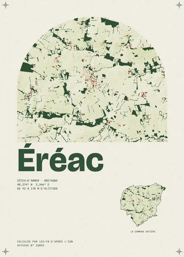 Affiche de Éréac, calculée par 123-fr d'après l'IGN