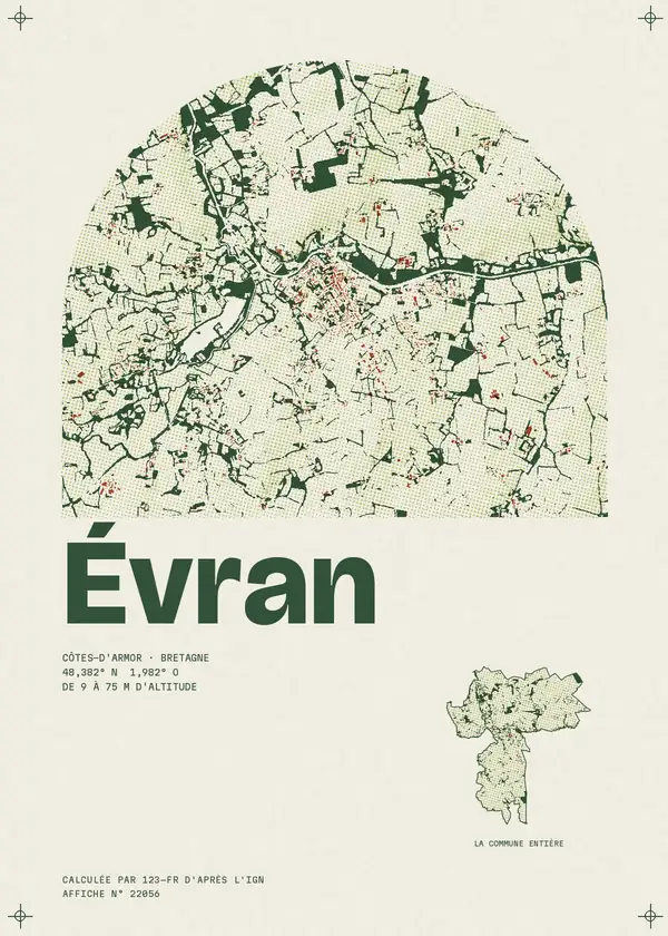 Affiche de Évran, calculée par 123-fr d'après l'IGN