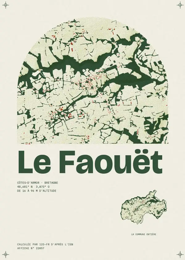 Affiche de Le Faouët, calculée par 123-fr d'après l'IGN