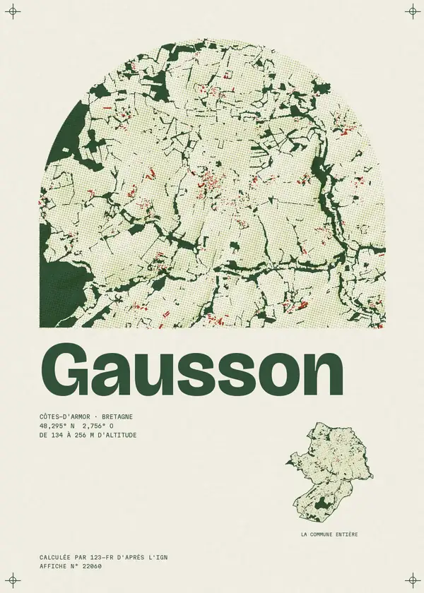 Affiche de Gausson, calculée par 123-fr d'après l'IGN