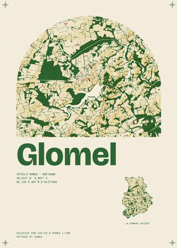 Affiche de Glomel, calculée par 123-fr d'après l'IGN