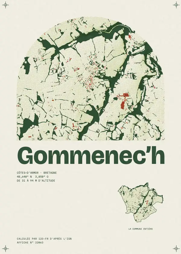 Affiche de Gommenec'h, calculée par 123-fr d'après l'IGN