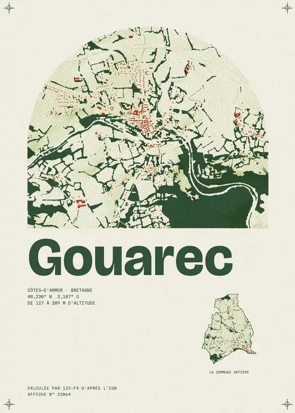Affiche de Gouarec, calculée par 123-fr d'après l'IGN