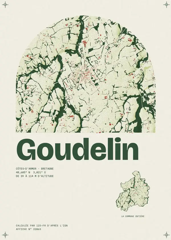 Affiche de Goudelin, calculée par 123-fr d'après l'IGN