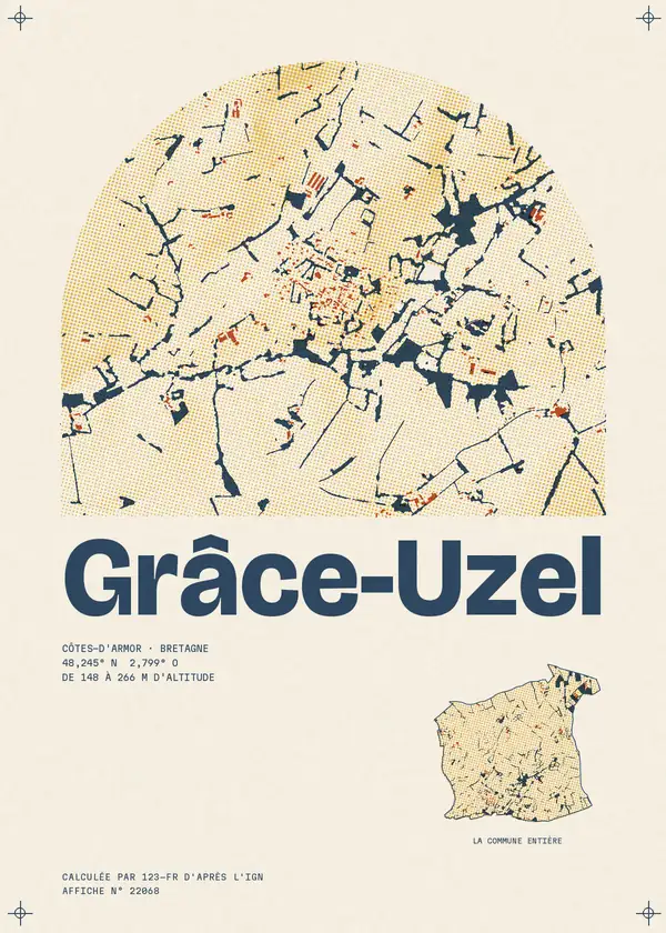 Affiche de Grâce-Uzel, calculée par 123-fr d'après l'IGN