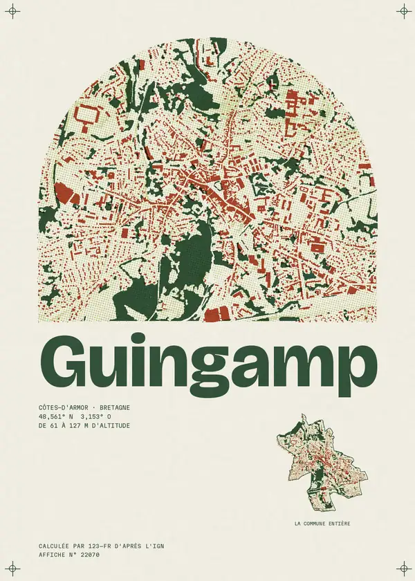 Affiche de Guingamp, calculée par 123-fr d'après l'IGN