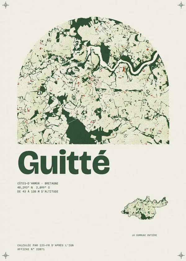 Affiche de Guitté, calculée par 123-fr d'après l'IGN