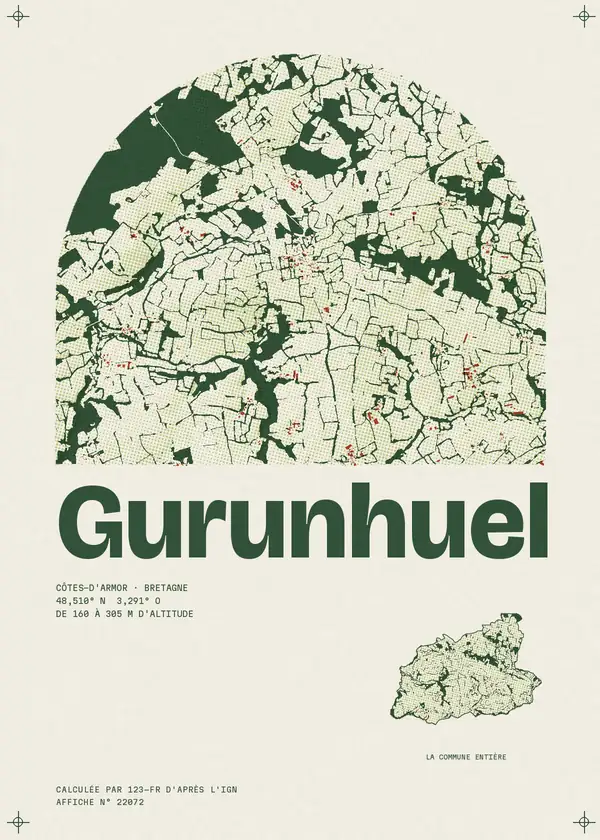 Affiche de Gurunhuel, calculée par 123-fr d'après l'IGN