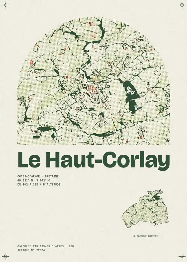 Affiche de Le Haut-Corlay, calculée par 123-fr d'après l'IGN