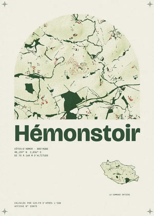 Affiche de Hémonstoir, calculée par 123-fr d'après l'IGN