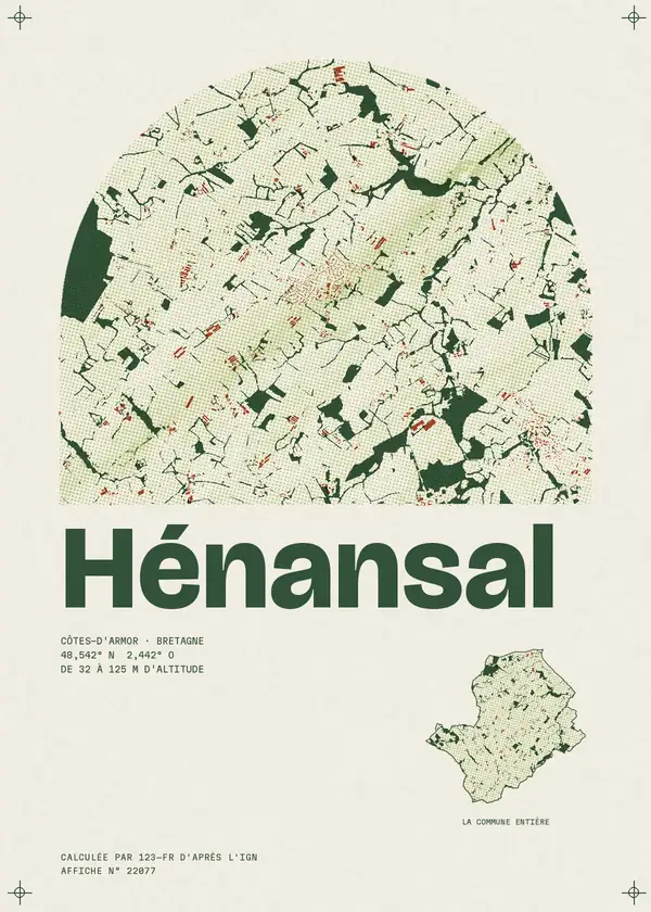 Affiche de Hénansal, calculée par 123-fr d'après l'IGN
