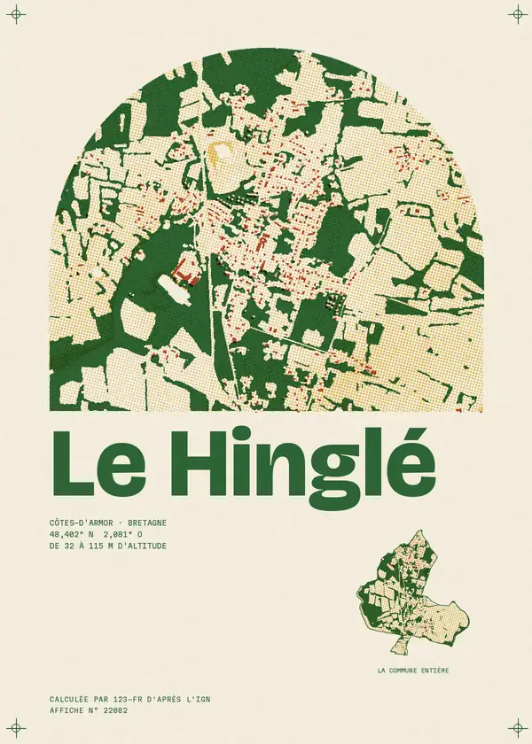Affiche de Le Hinglé, calculée par 123-fr d'après l'IGN