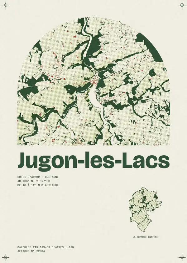 Affiche de Jugon-les-Lacs, calculée par 123-fr d'après l'IGN