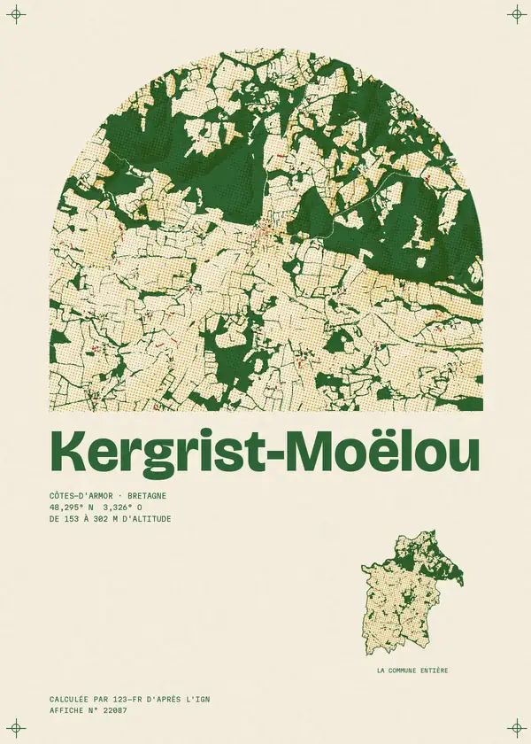 Affiche de Kergrist-Moëlou, calculée par 123-fr d'après l'IGN