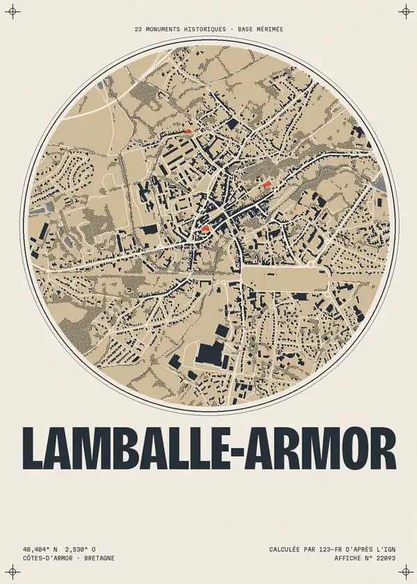 Affiche de Lamballe-Armor, calculée par 123-fr d'après l'IGN