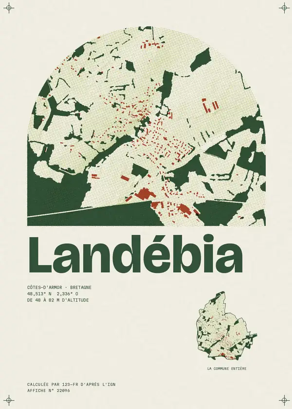 Affiche de Landébia, calculée par 123-fr d'après l'IGN
