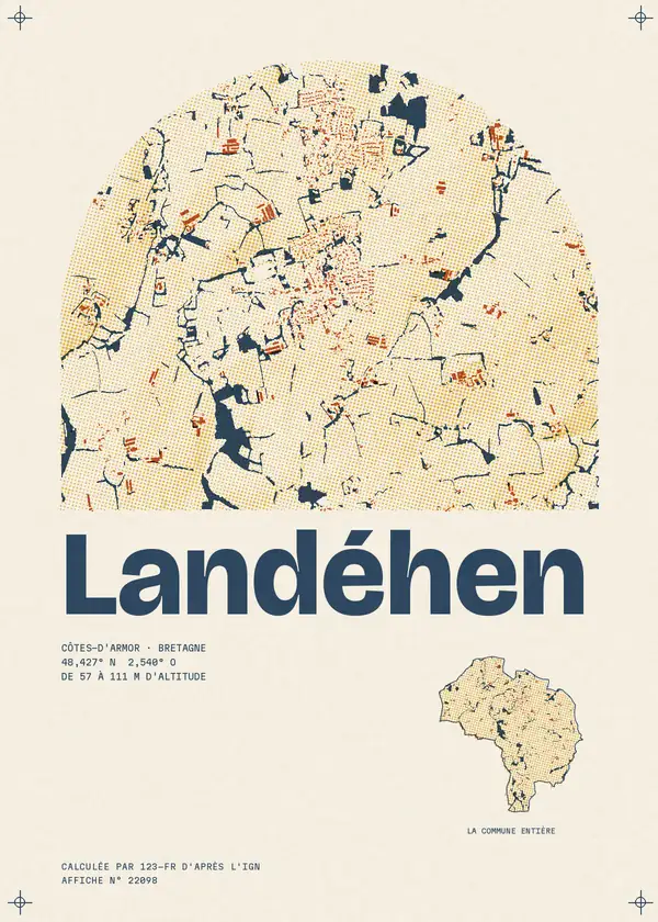 Affiche de Landéhen, calculée par 123-fr d'après l'IGN
