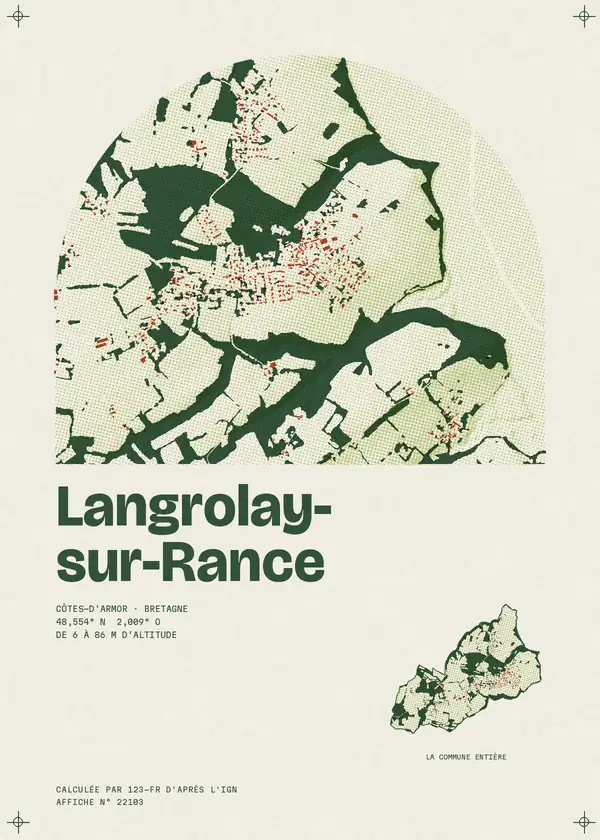 Affiche de Langrolay-sur-Rance, calculée par 123-fr d'après l'IGN