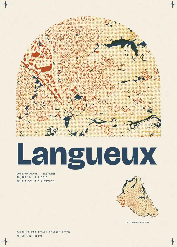 Affiche de Langueux, calculée par 123-fr d'après l'IGN