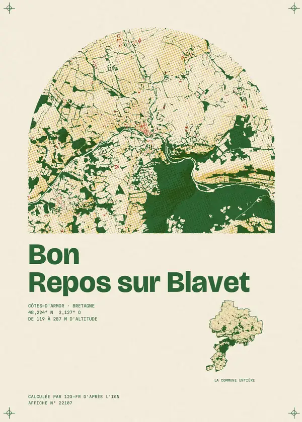Affiche de Bon Repos sur Blavet, calculée par 123-fr d'après l'IGN