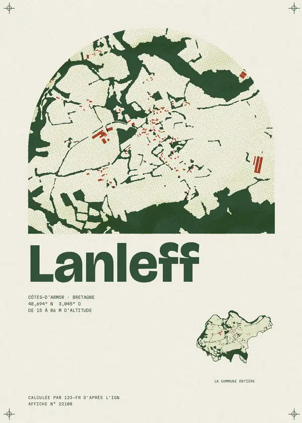 Affiche de Lanleff, calculée par 123-fr d'après l'IGN