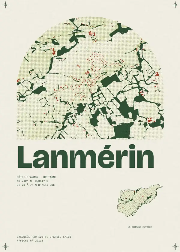 Affiche de Lanmérin, calculée par 123-fr d'après l'IGN