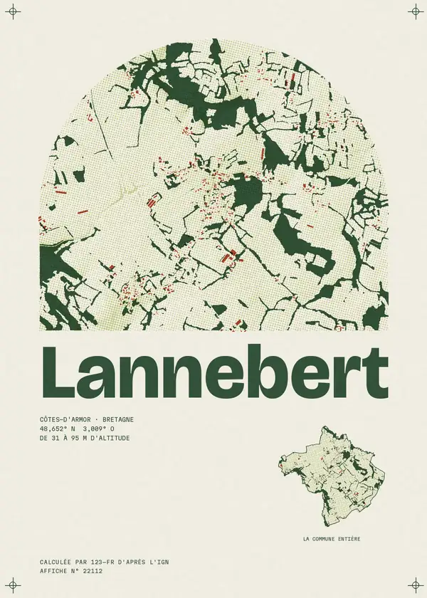 Affiche de Lannebert, calculée par 123-fr d'après l'IGN