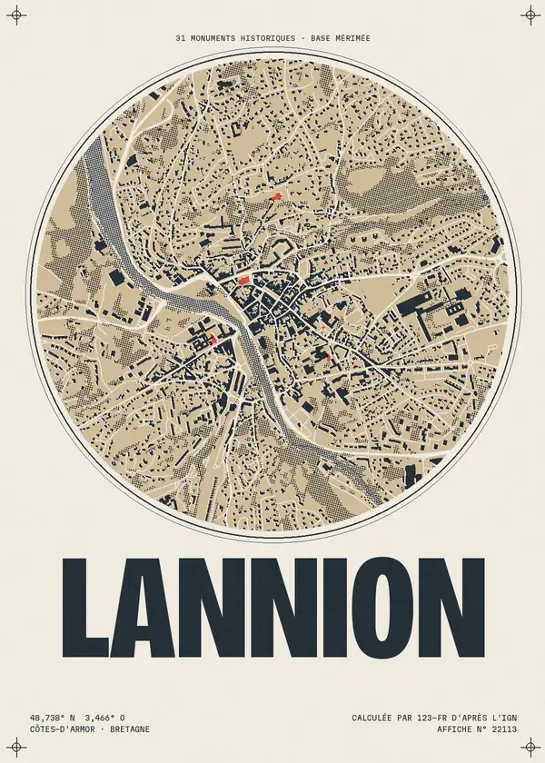 Affiche de Lannion, calculée par 123-fr d'après l'IGN