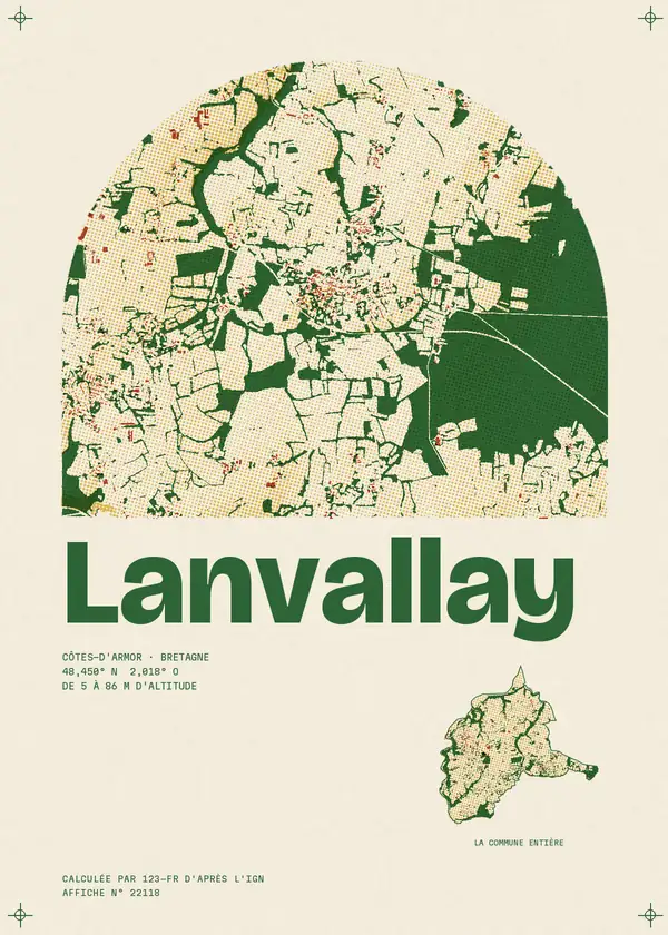 Affiche de Lanvallay, calculée par 123-fr d'après l'IGN