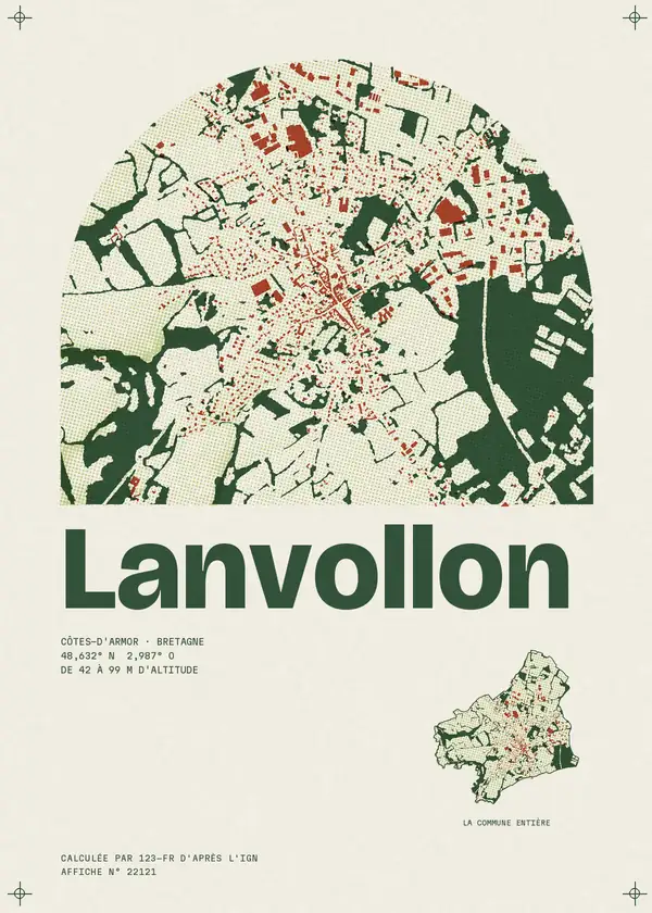 Affiche de Lanvollon, calculée par 123-fr d'après l'IGN