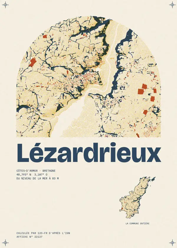 Affiche de Lézardrieux, calculée par 123-fr d'après l'IGN