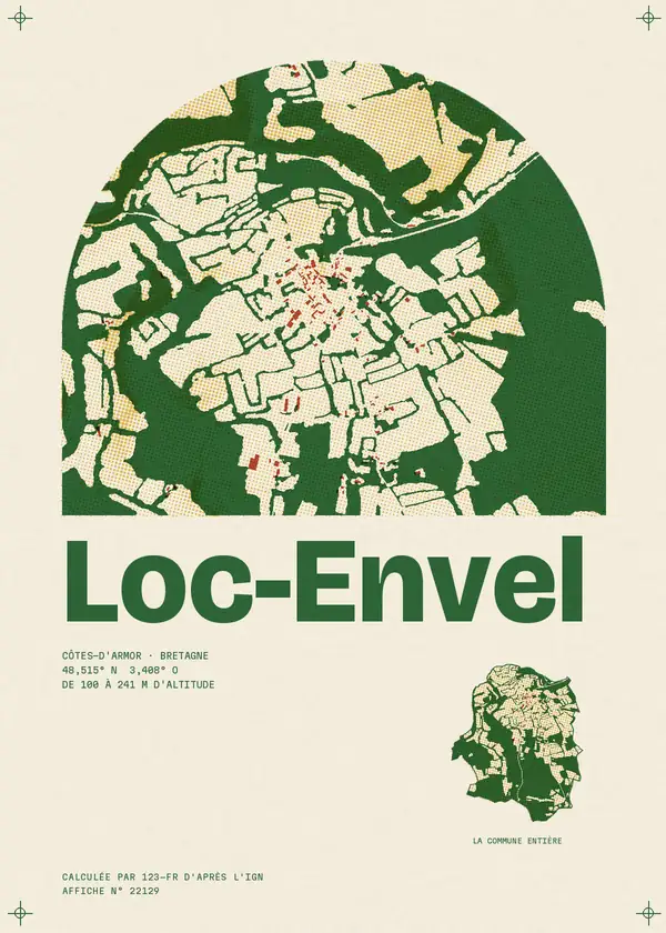 Affiche de Loc-Envel, calculée par 123-fr d'après l'IGN