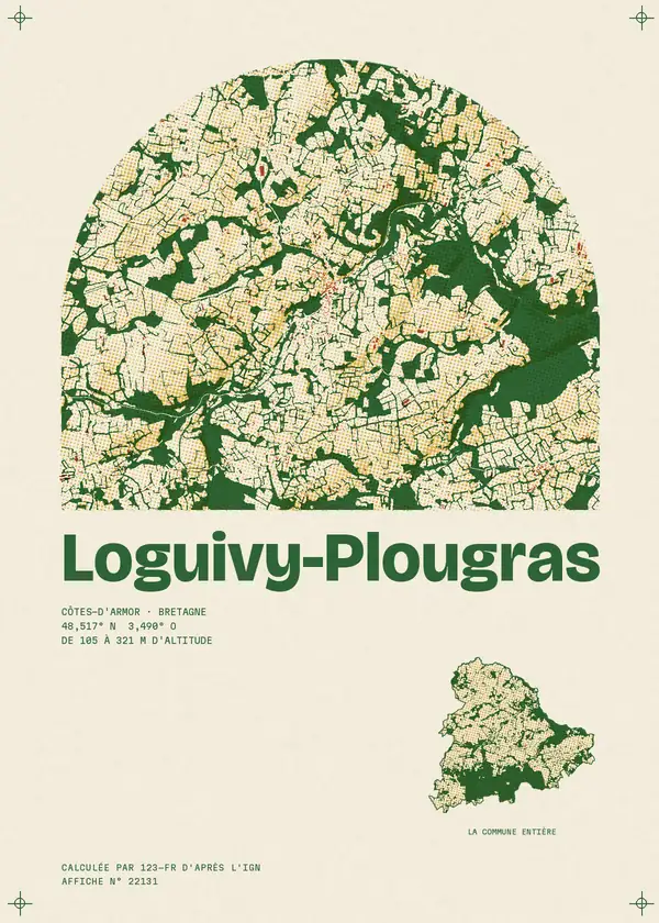 Affiche de Loguivy-Plougras, calculée par 123-fr d'après l'IGN