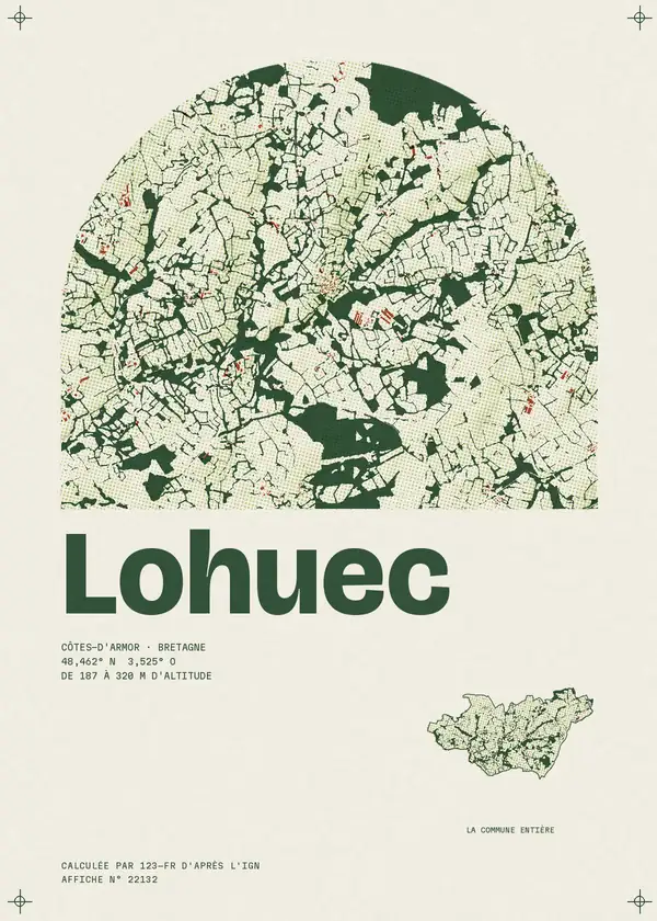 Affiche de Lohuec, calculée par 123-fr d'après l'IGN