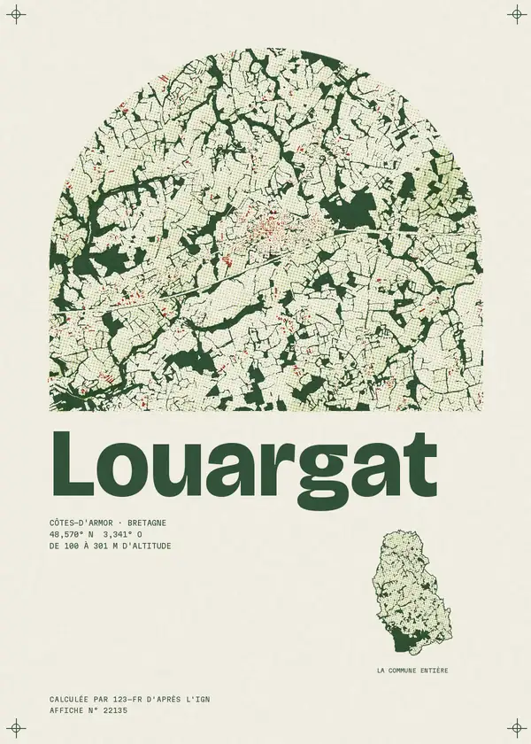 Affiche de Louargat, calculée par 123-fr d'après l'IGN