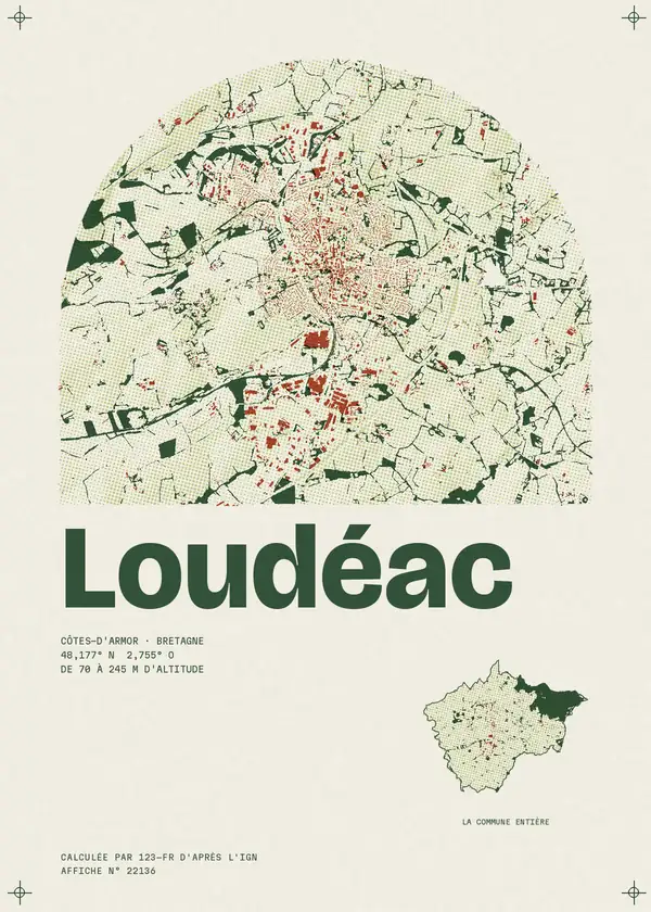 Affiche de Loudéac, calculée par 123-fr d'après l'IGN