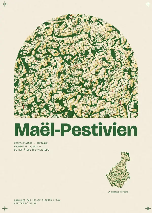 Affiche de Maël-Pestivien, calculée par 123-fr d'après l'IGN