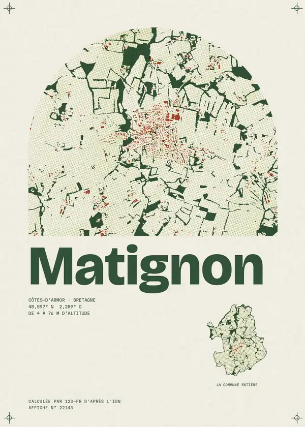 Affiche de Matignon, calculée par 123-fr d'après l'IGN
