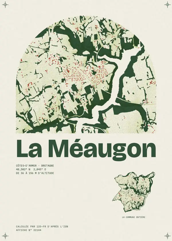 Affiche de La Méaugon, calculée par 123-fr d'après l'IGN
