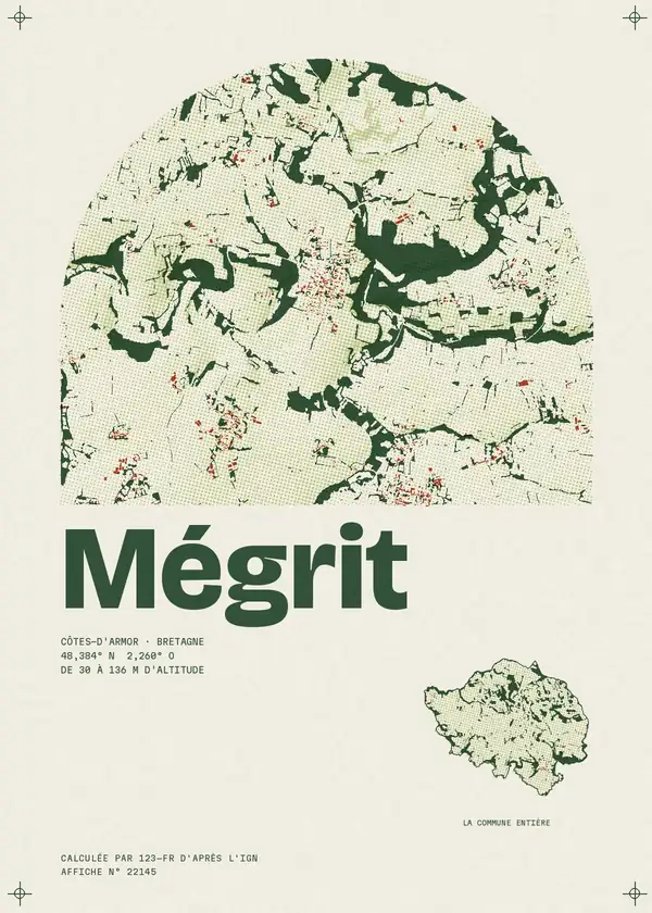 Affiche de Mégrit, calculée par 123-fr d'après l'IGN