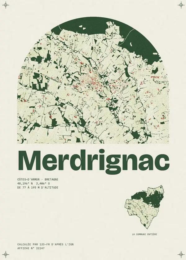 Affiche de Merdrignac, calculée par 123-fr d'après l'IGN