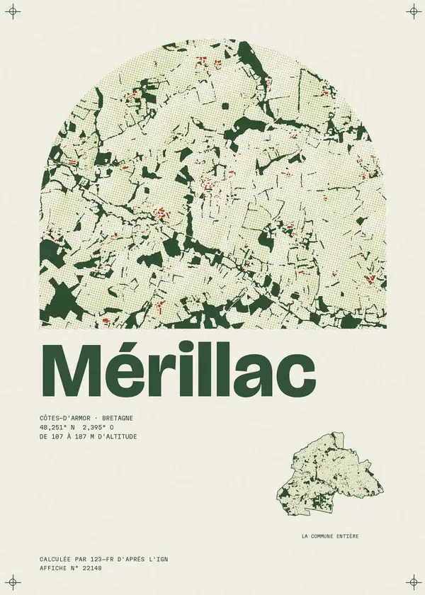 Affiche de Mérillac, calculée par 123-fr d'après l'IGN
