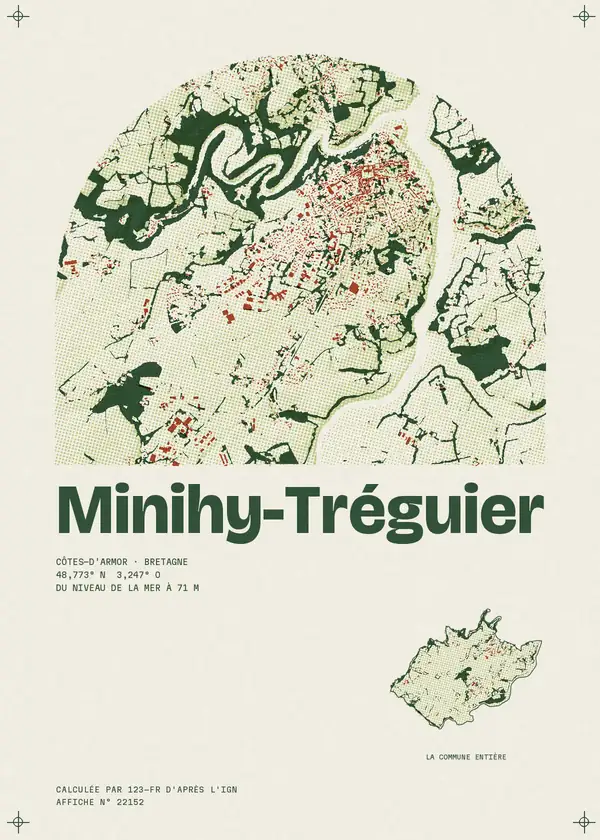 Affiche de Minihy-Tréguier, calculée par 123-fr d'après l'IGN