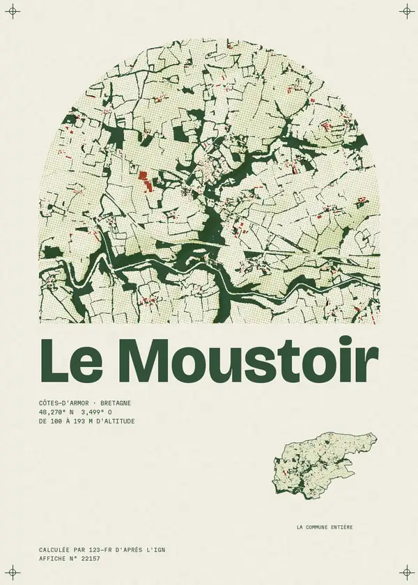 Affiche de Le Moustoir, calculée par 123-fr d'après l'IGN