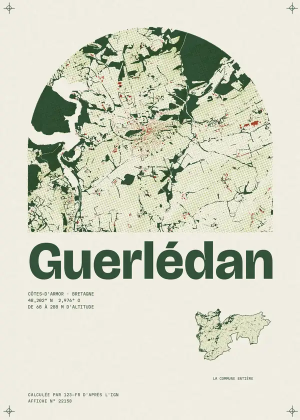 Affiche de Guerlédan, calculée par 123-fr d'après l'IGN