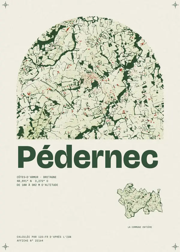 Affiche de Pédernec, calculée par 123-fr d'après l'IGN