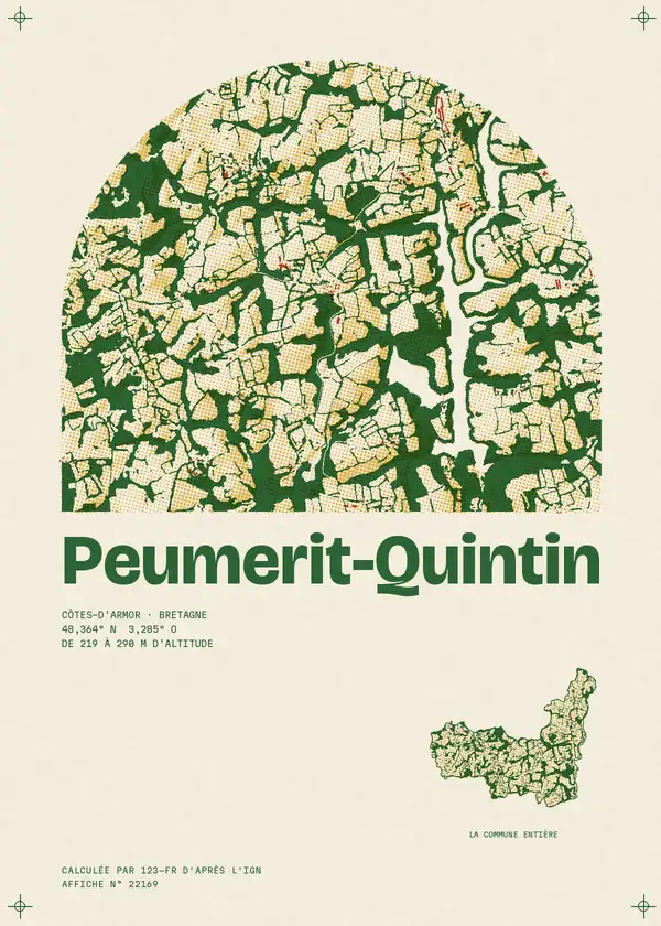 Affiche de Peumerit-Quintin, calculée par 123-fr d'après l'IGN