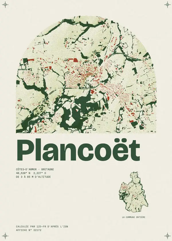 Affiche de Plancoët, calculée par 123-fr d'après l'IGN