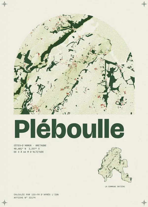 Affiche de Pléboulle, calculée par 123-fr d'après l'IGN