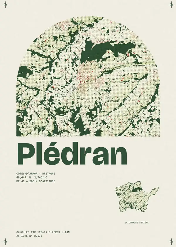 Affiche de Plédran, calculée par 123-fr d'après l'IGN